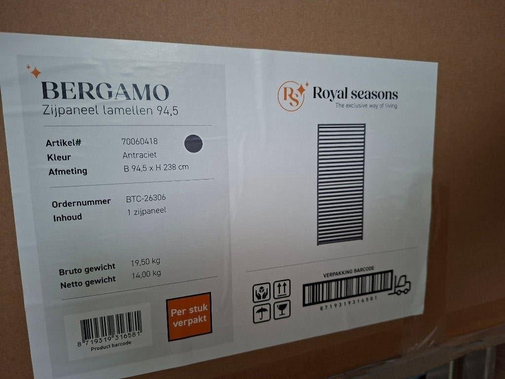 zijwand Bergamo terrasoverkapping antaciet kleurig, Ophalen, Nieuw, Veranda