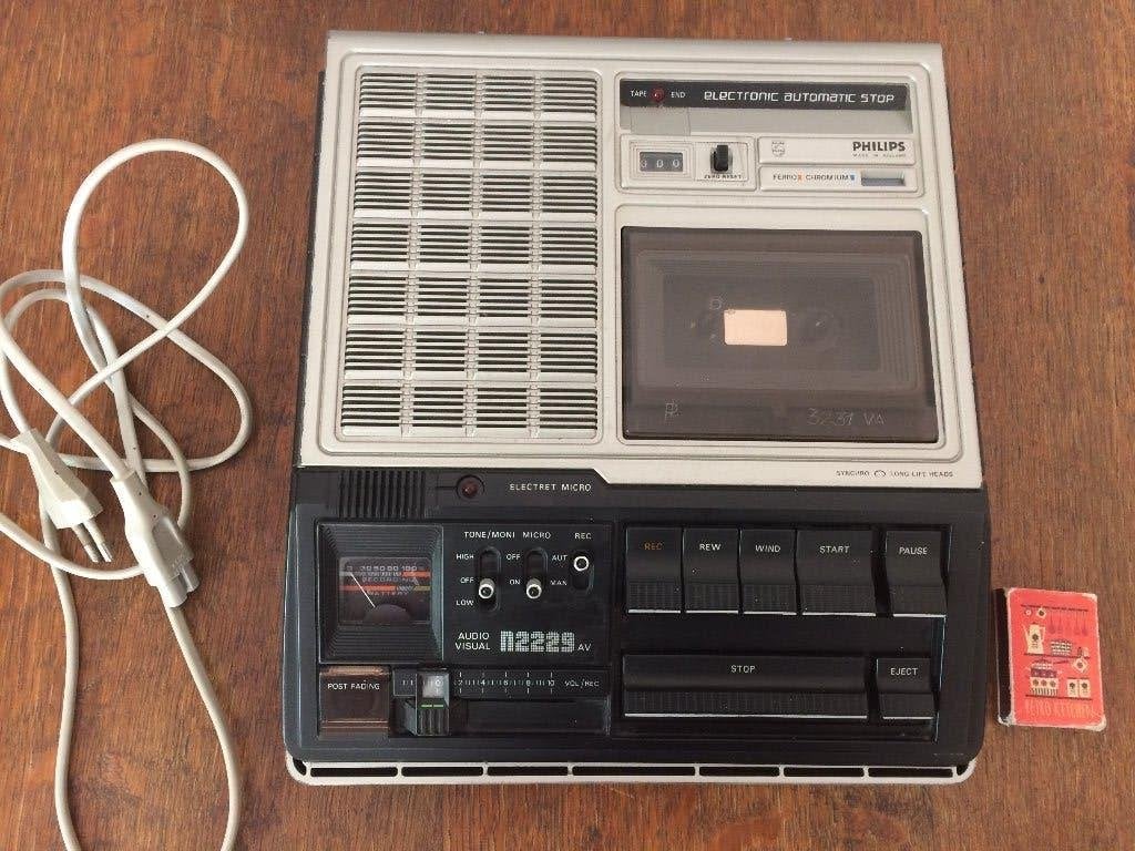 Philips N2229 jaren 70 cassetterecoder draagbaar vintage, Ophalen of Verzenden, Enkel, Philips, Tape counter