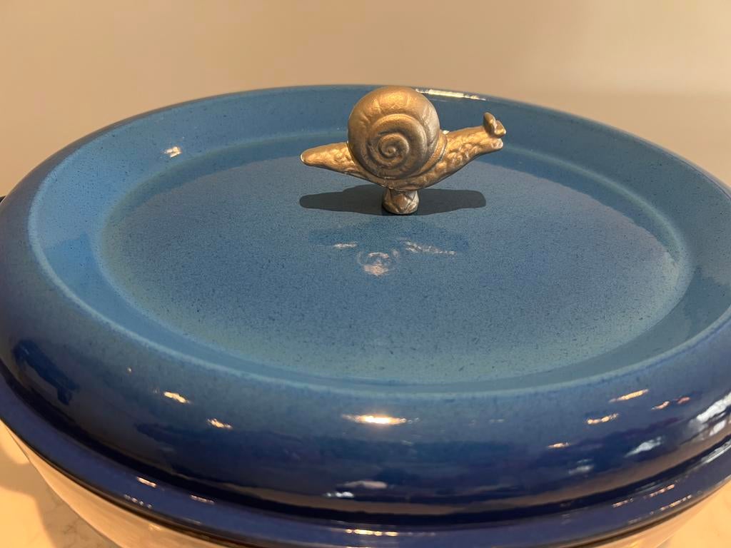 Prachtige Nomar braadpan 35 cm gevlamd blauw nieuwstaat, Gietijzer, Ophalen of Verzenden, Zo goed als nieuw, Staub