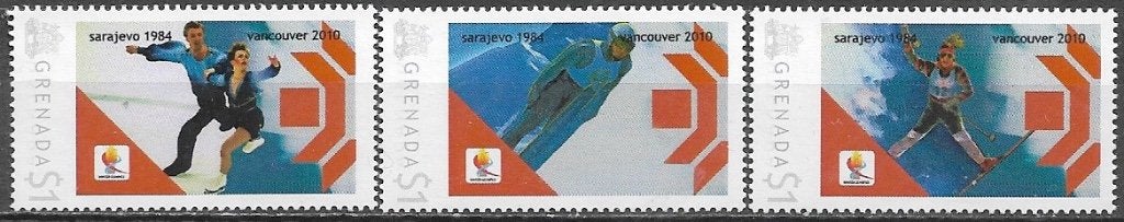 GRENADA serie Olympische Winterspelen Sarajevo 1984 -2010, Postzegels en Munten, Verzenden, Postfris, Sport