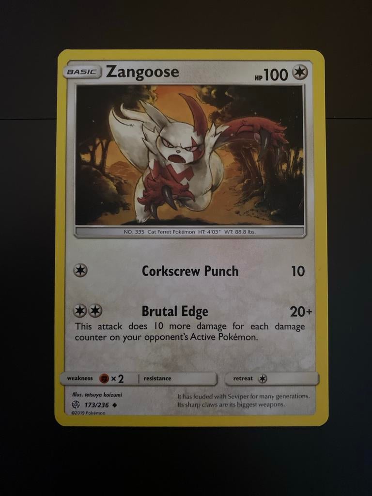 Zangoose 173/236 Pokémon S&M Cosmic Eclipse Packfresh Mint, Ophalen of Verzenden, Zo goed als nieuw, Losse kaart
