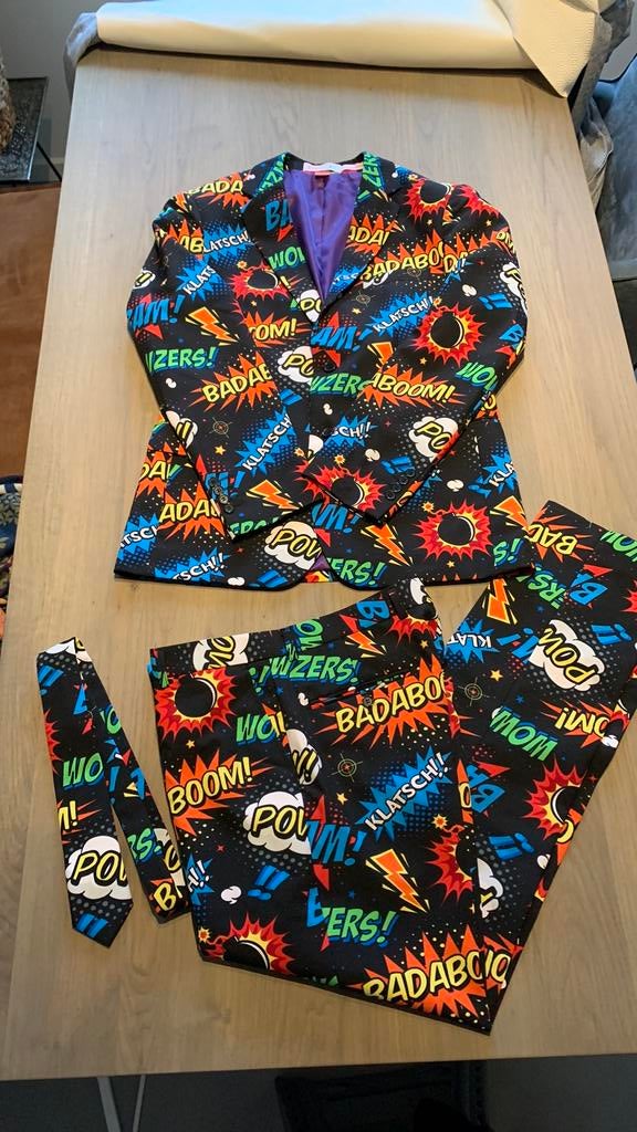 Opposuits ‘Kaboom’ pak maat 52, Kleding | Dames, Carnavalskleding en Feestkleding, Ophalen of Verzenden, Zo goed als nieuw, Maat 46/48 (XL) of groter