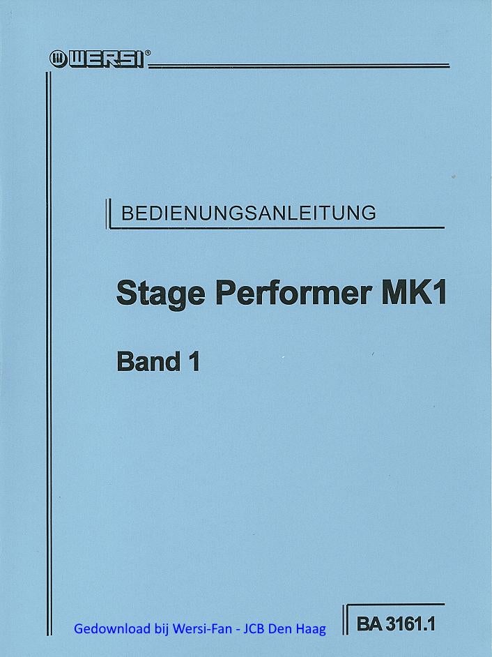 Wersi Stage Performer MK1 Handleidingen Gratis Download, Ophalen, Nieuw, 3 klavieren, Overige typen