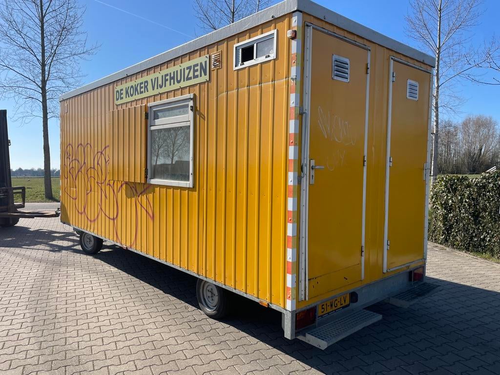 6 meter snelverkeer schamel schaftwagen met toilet, Ophalen of Verzenden