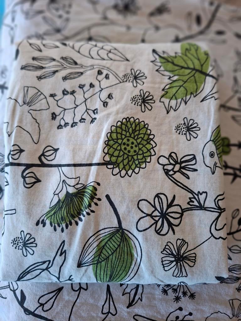 2 Dekbedovertrek 140x200 Wit Groen Vogels Bloemen, Ophalen, Eenpersoons, Wit, Dekbedovertrek