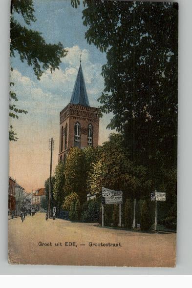 Ede Grootestraat met Kerk fietsers, Verzenden, Voor 1920, Gelopen, Gelderland