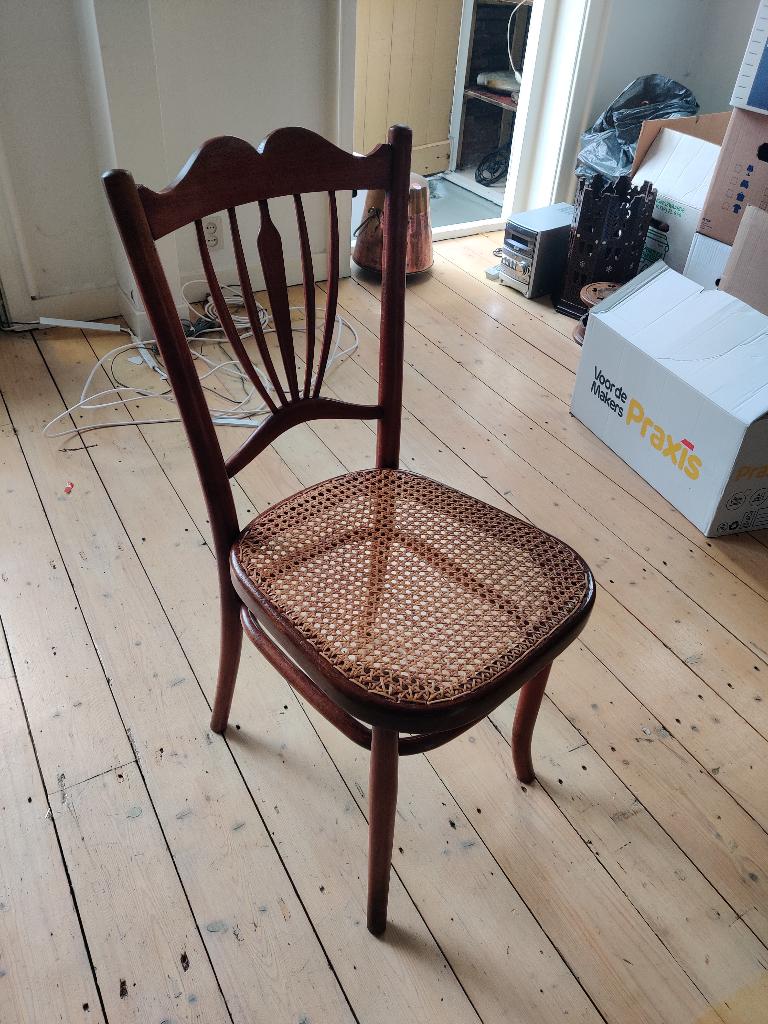 Art Nouveau stoelen rieten zitting, Fischel Austria, ca 1910, Ophalen
