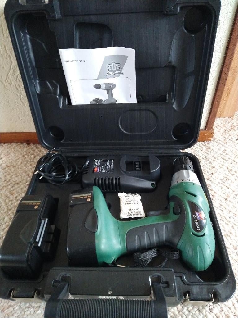 Accuboormachine Topcraft 18 Volt (Ferm) compleet in koffer., Doe-het-zelf en Verbouw, Boormachine, Gebruikt, Variabele snelheid