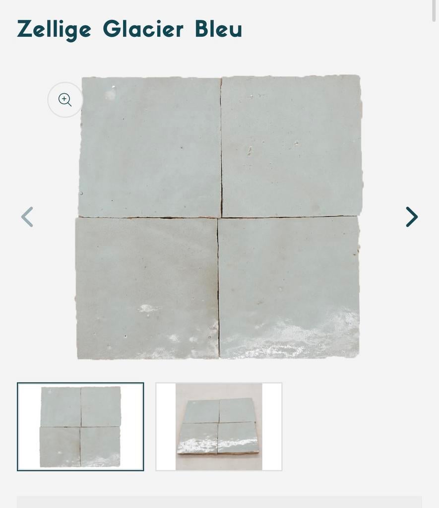 Lichtblauwe Zelliges + Lijm en Hoekjes - 1/2 m2, Ophalen, Overige materialen, Gebruikt, Wandtegels