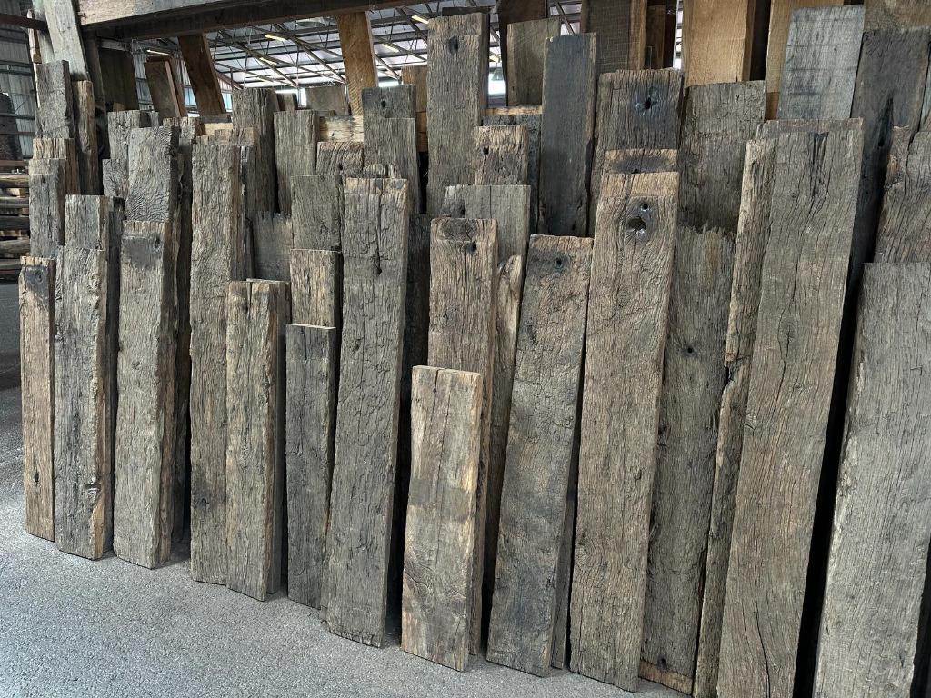 Aanbieding: de echte Franse oud eiken wagonplanken, Ophalen, Gebruikt, 25 tot 50 mm, Eiken
