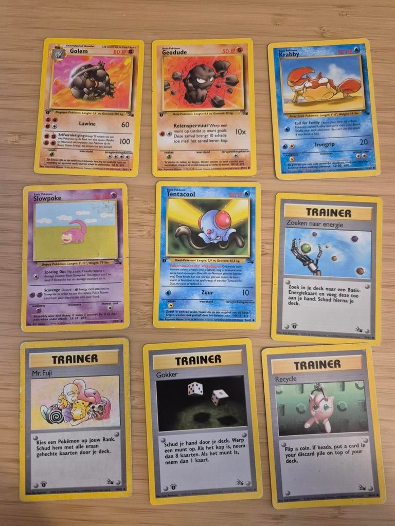 9 Fossil set pokemon kaarten, Ophalen of Verzenden, Zo goed als nieuw, Meerdere kaarten