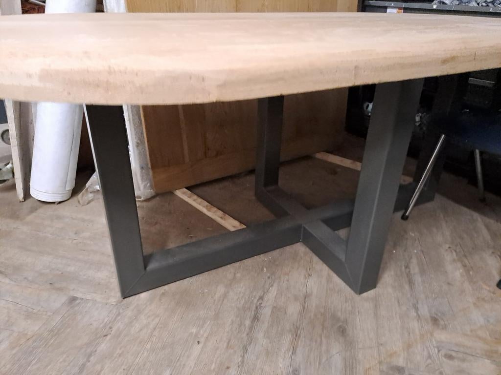 Eettafel massief eiken180x90 x6cm, Ophalen, 200 cm of meer, 50 tot 100 cm, Zo goed als nieuw