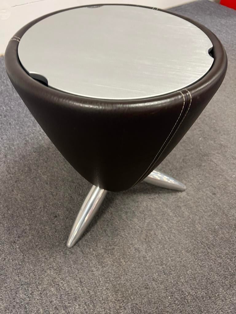 Leolux Tamtam Hollow bijzettafel Bruin leer Design Tafel, Nieuw, Ophalen of Verzenden, 60 cm of meer, Rechthoekig