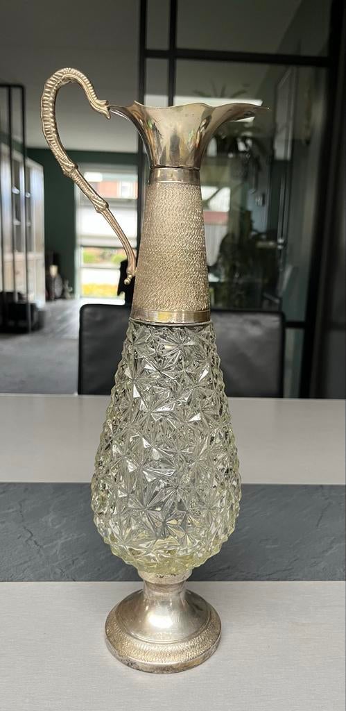 Vintage Italiaanse Karaf met Zilveren Details, Ophalen of Verzenden