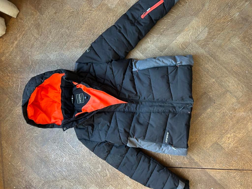 Ski jas Icepeak zwart grijs/oranje neon meiden maat 164, Ophalen of Verzenden, Zo goed als nieuw, Meisje, Jas