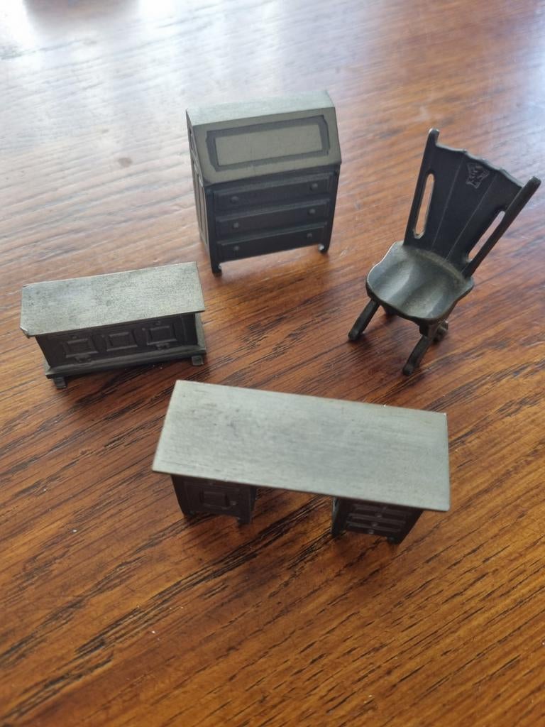Miniatuur Bureau Set van tin, Ophalen of Verzenden