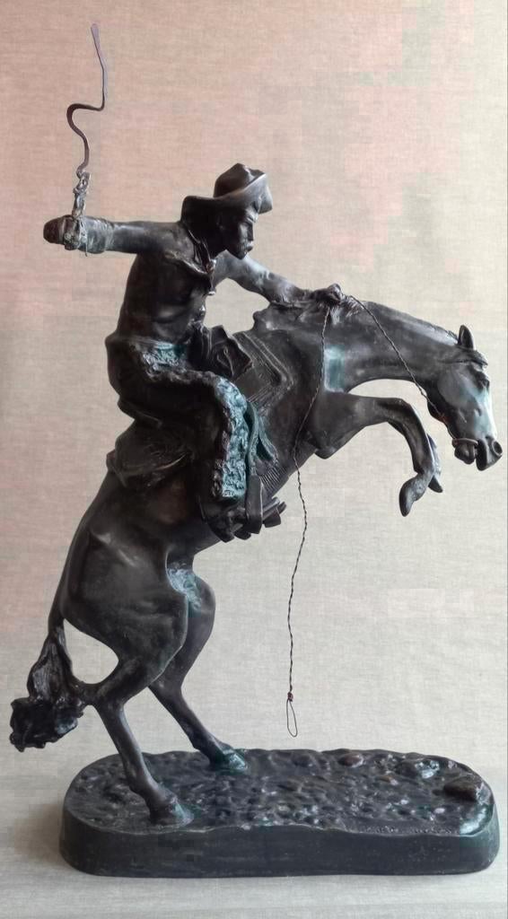 Antiek zware brons beeld Frederic Remington, Ophalen of Verzenden, Brons