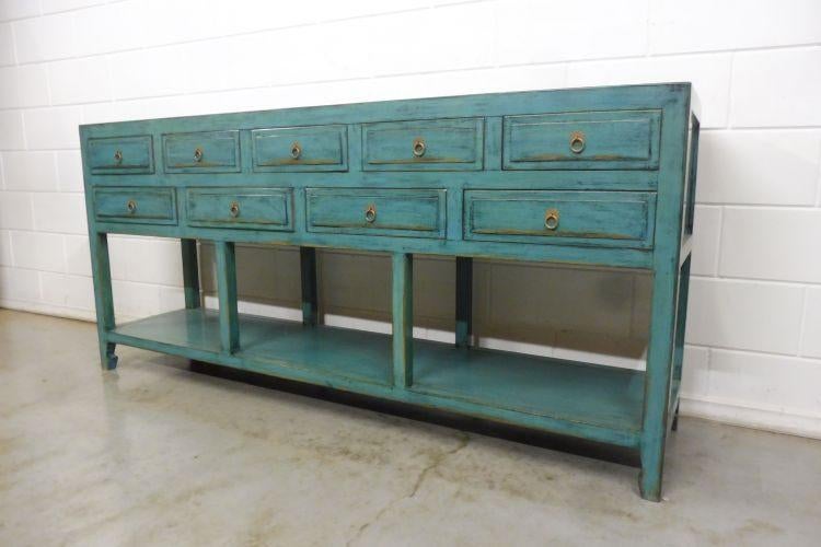 Foto 2 van Chinese Kast Side Table Kommode Turquoise