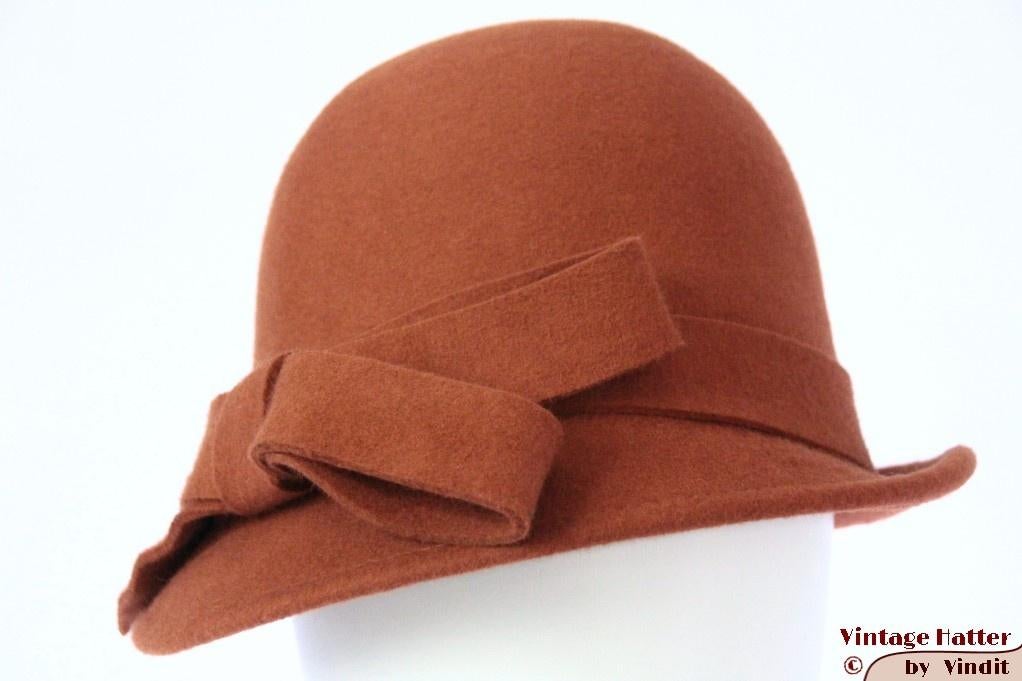 cloche dophoed Dameshoed Hawkins oranje bruin vilt 54-58 new, Hoed, Hawkins, Nieuw, One size fits all