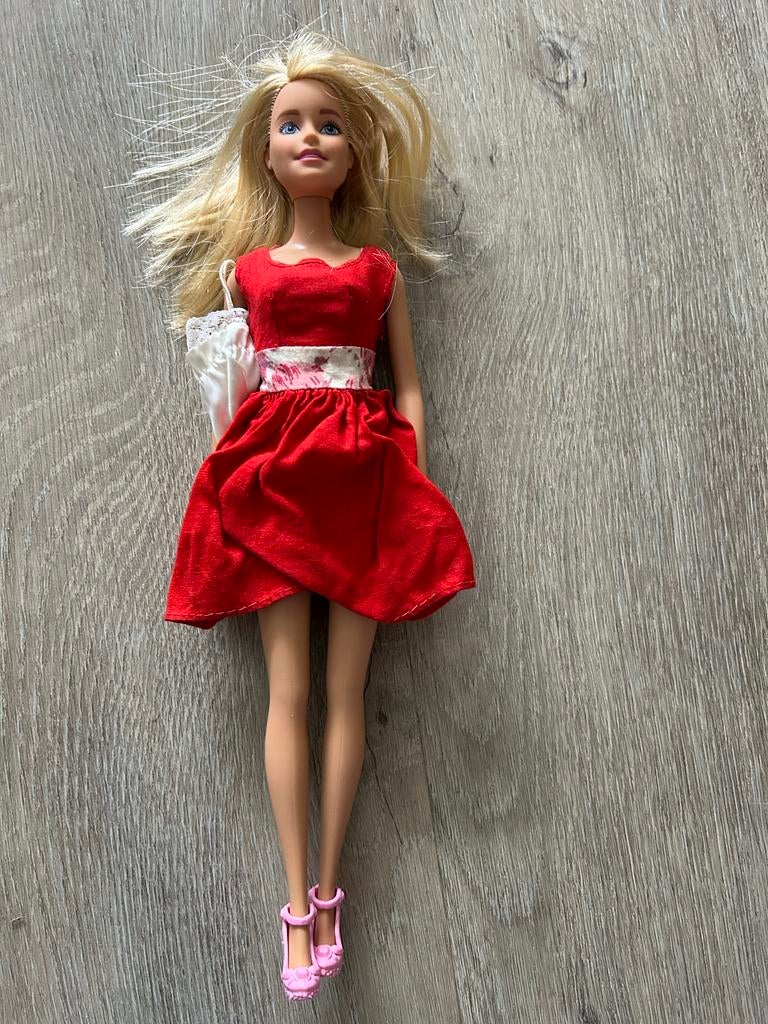 Vintage Barbie Rode Jurk, Ophalen of Verzenden, Gebruikt, Barbie