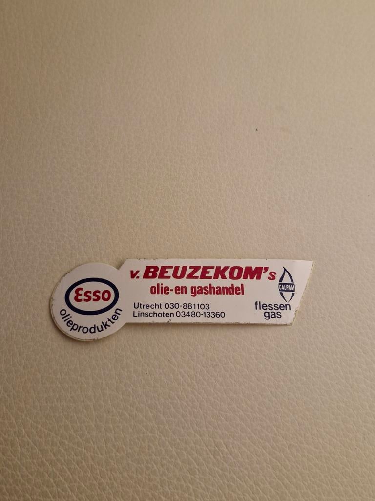 5651 Vintage Esso v. Beuzekom's Sticker, Verzamelen, Stickers, Gebruikt, Ophalen of Verzenden