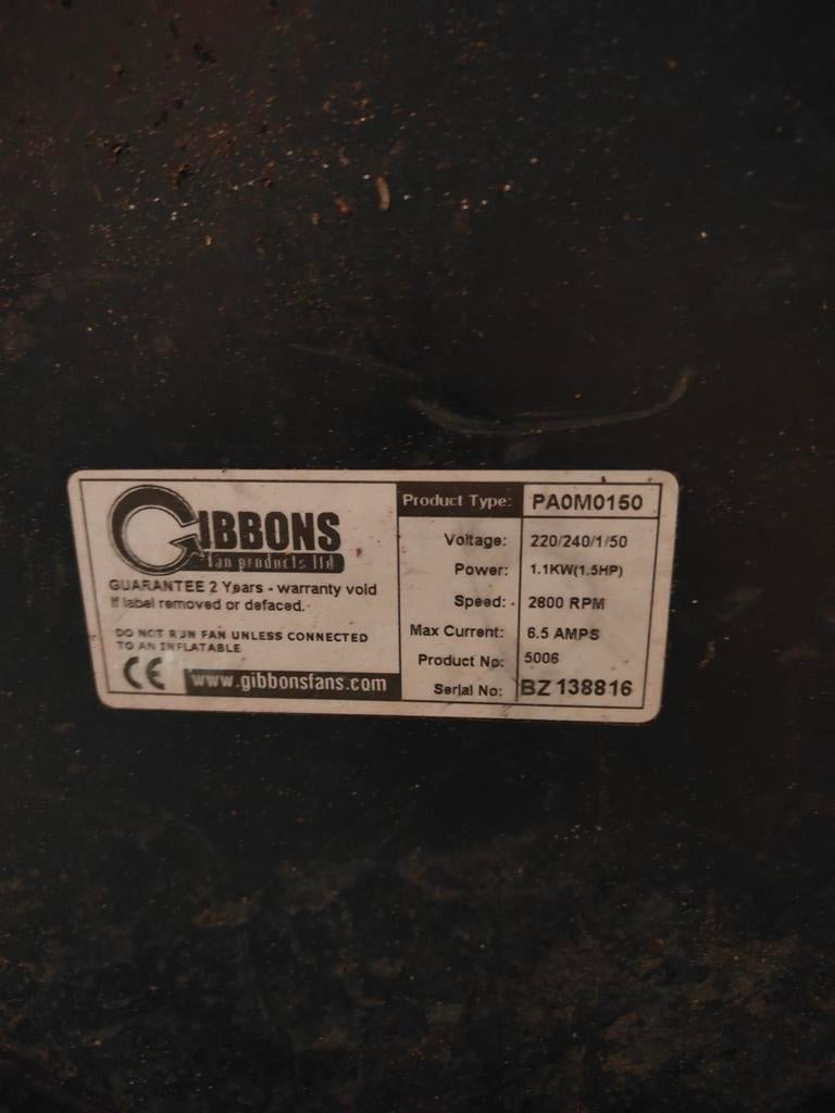 Gibbons Luchtkussen Blower PA0M0150, Ophalen
