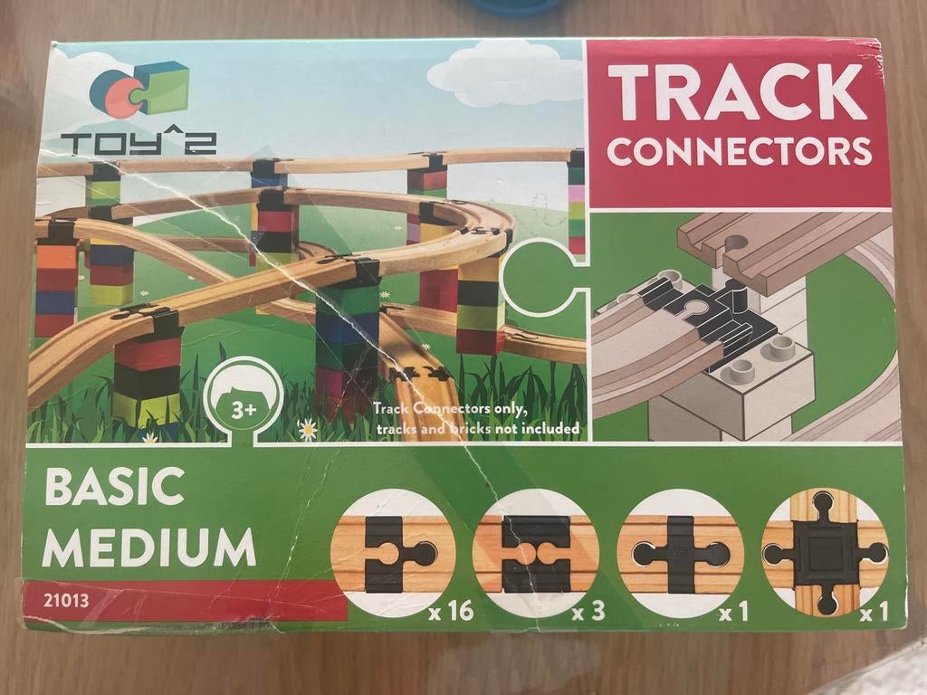 TOY2 Basic Medium Track Connectors - Houten Treinbaan, Ophalen of Verzenden, Zo goed als nieuw, Overige merken