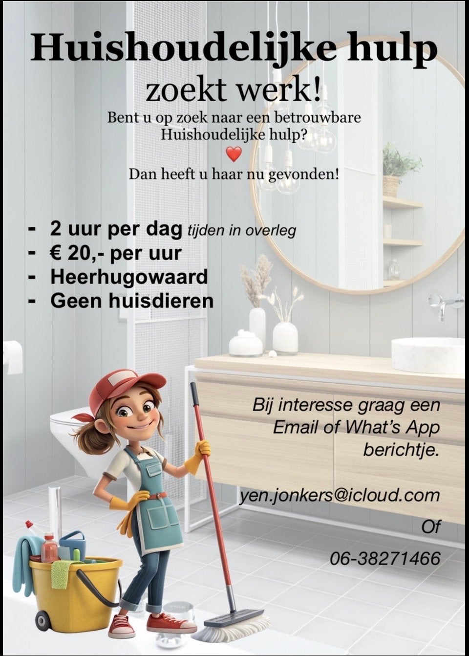 Huishoudelijke hulp aangeboden, Vacatures