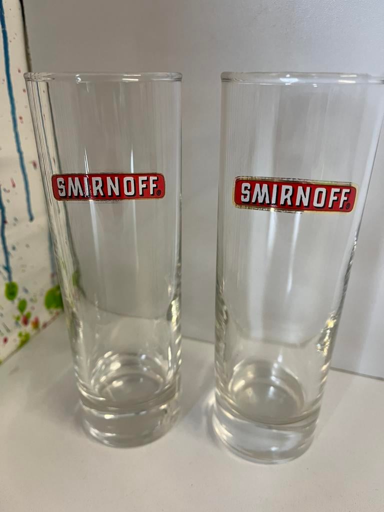 Smirnoff glazen set van 2 glazen, Ophalen of Verzenden, Nieuw, Borrel- of Shotglas