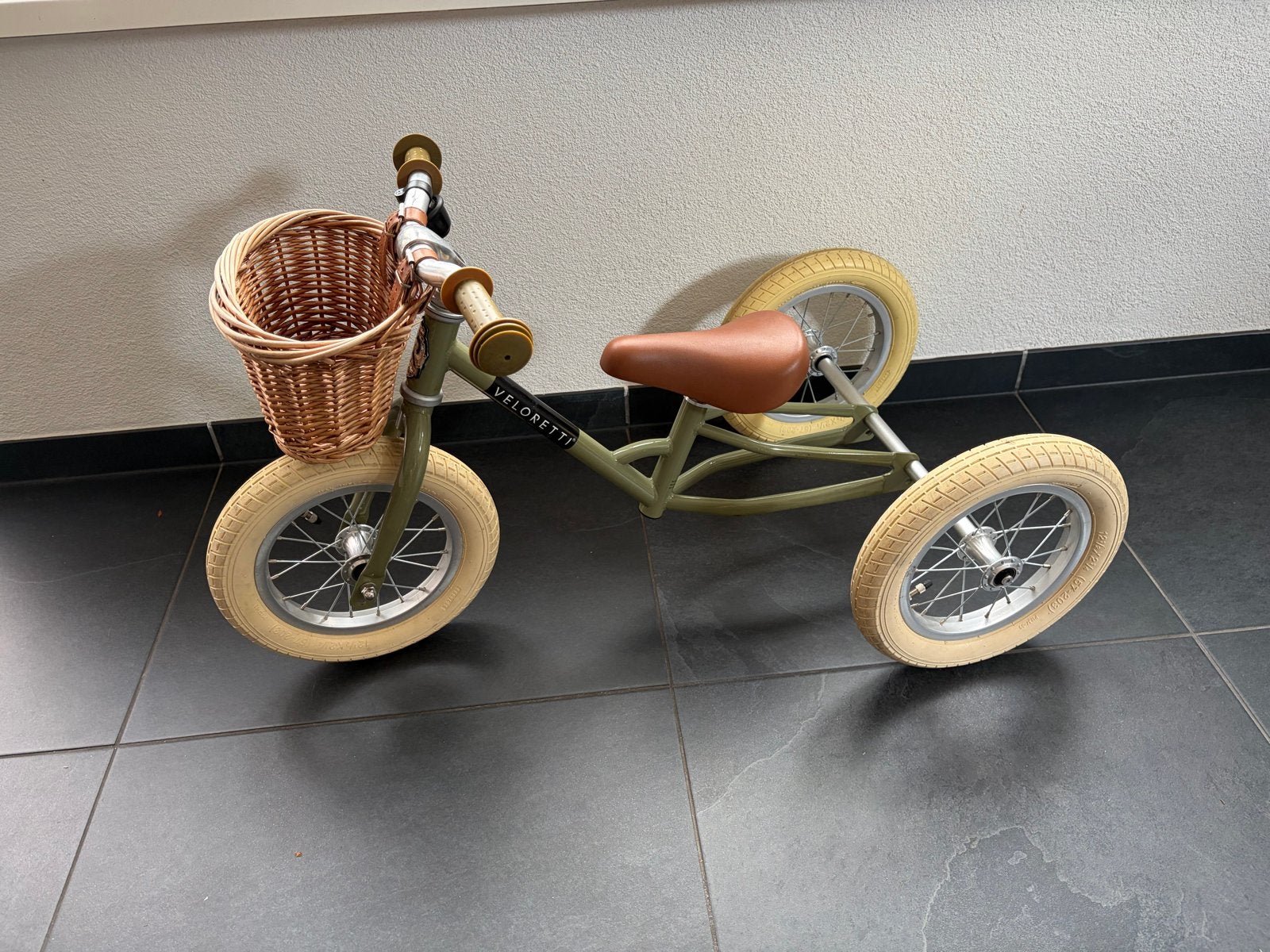 Veloretti Driewieler 2-in-1 Loopfiets 12 inch Groen, Ophalen, Gebruikt, Verstelbare zitting