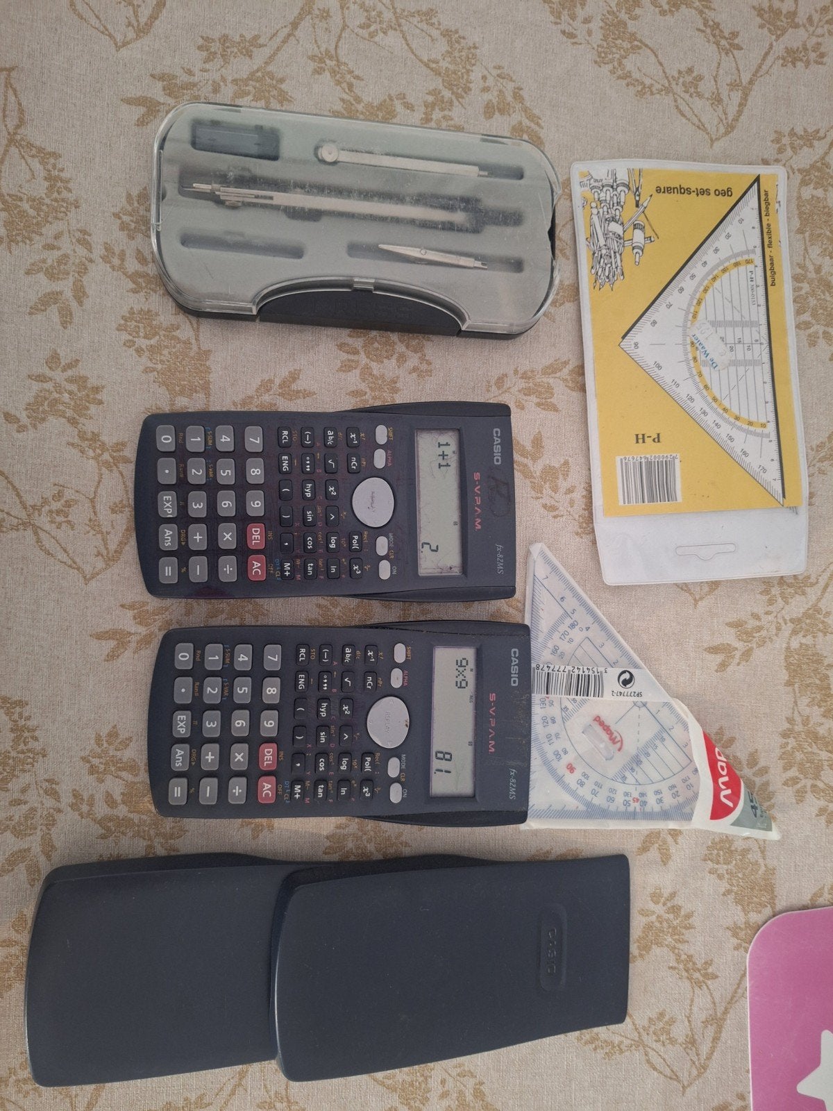 casio rekenmachine, geodriehoek, passerset, Diversen, Ophalen of Verzenden, Zo goed als nieuw