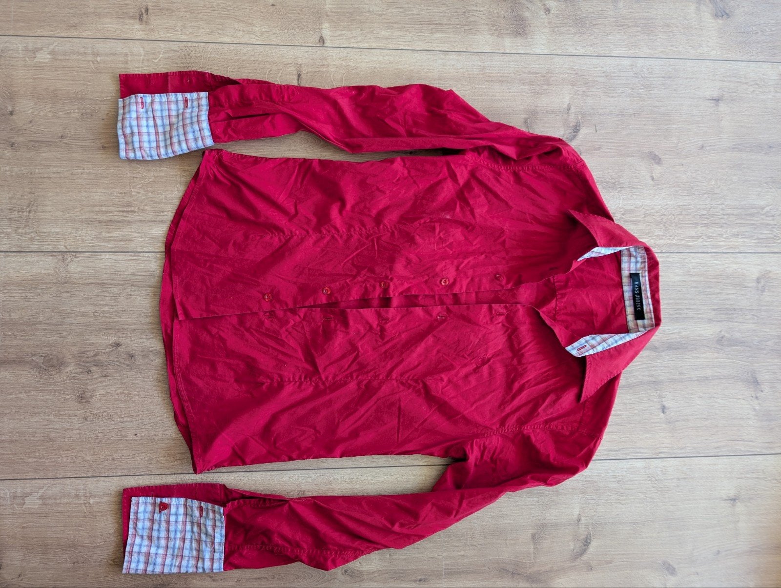 Stijlvol rood Hans Ubbink overhemd - Maat M, Hans Ubbink, Zo goed als nieuw, Rood, Halswijdte 39/40 (M)