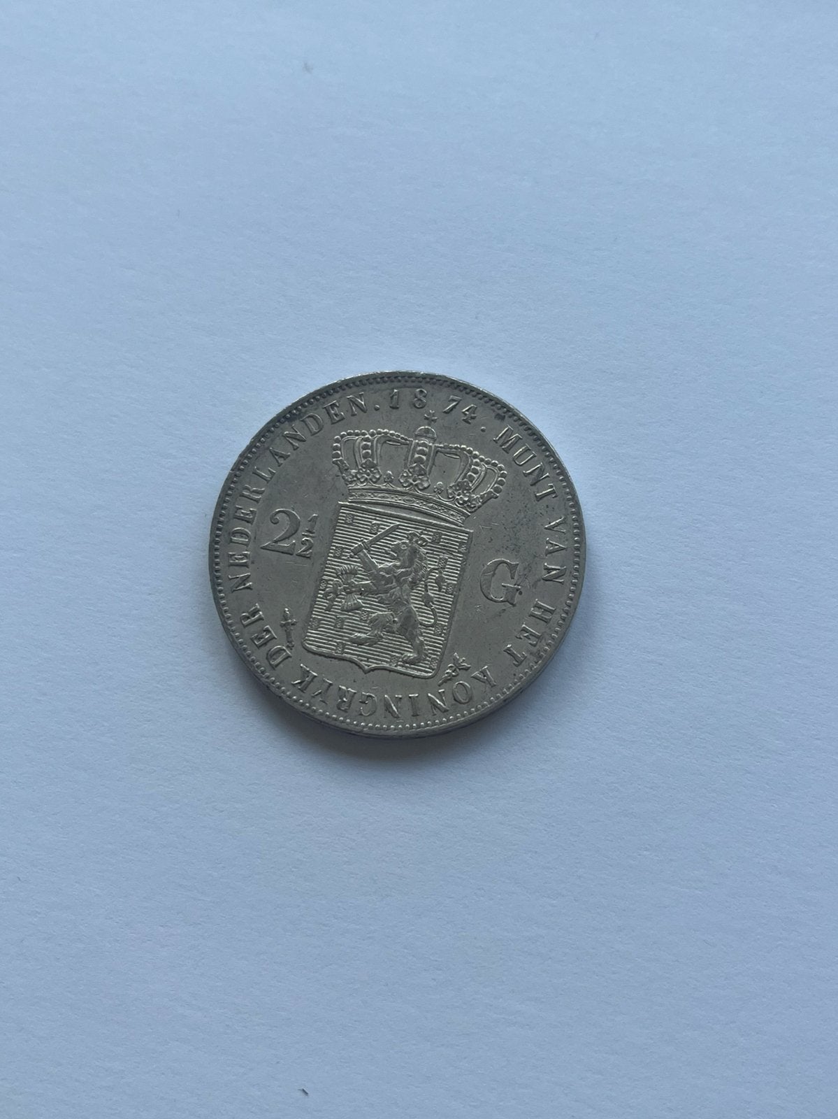 Nederland 2,5 gulden 1874 Willem 3, Postzegels en Munten, Munten | Nederland, Ophalen of Verzenden, Koning Willem III, 2½ gulden