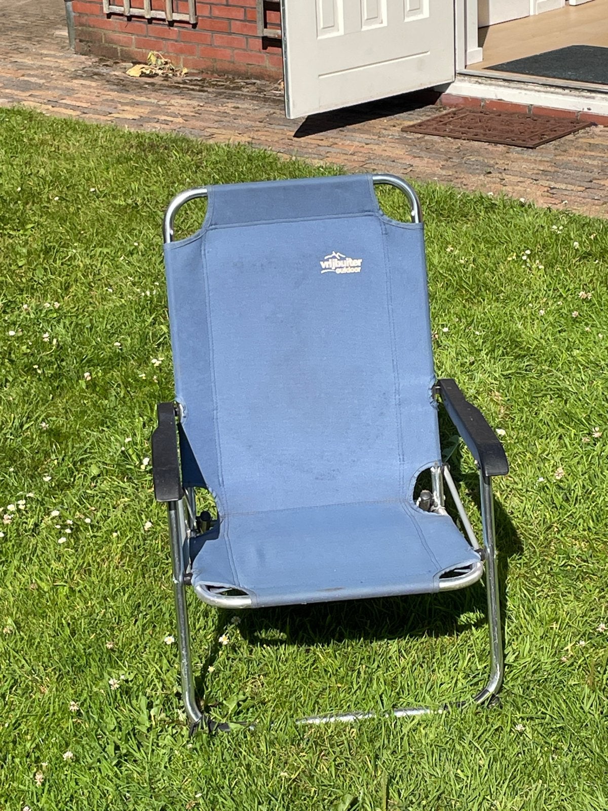 Vrijbuiter Outdoor Campingstoel - Blauw, Caravans en Kamperen, Kampeermeubelen, Ophalen, Gebruikt, Campingstoel