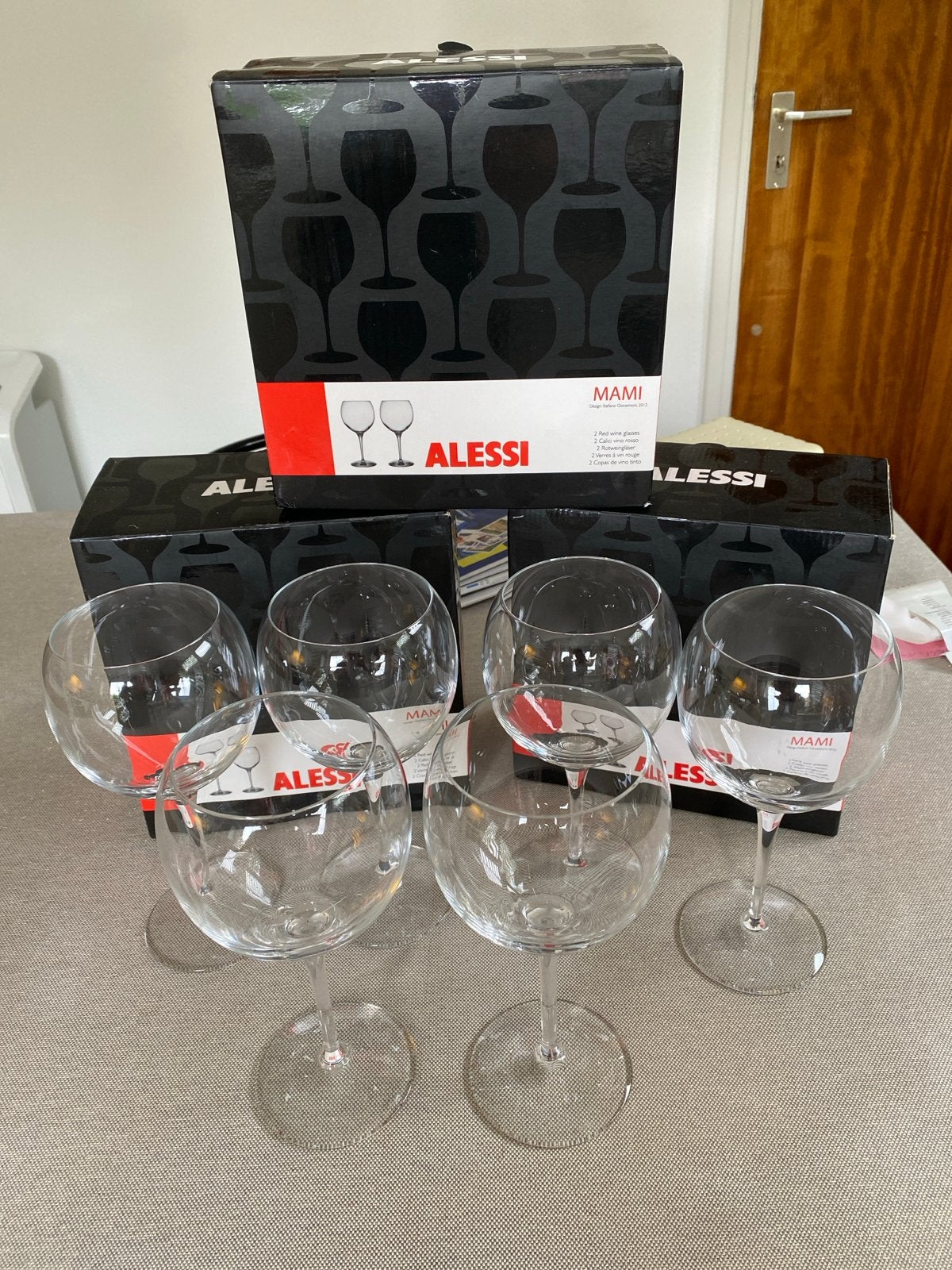 Alessi Mami Wijnglazen - Set van 6, Ophalen of Verzenden, Zo goed als nieuw, Alessi, Glas