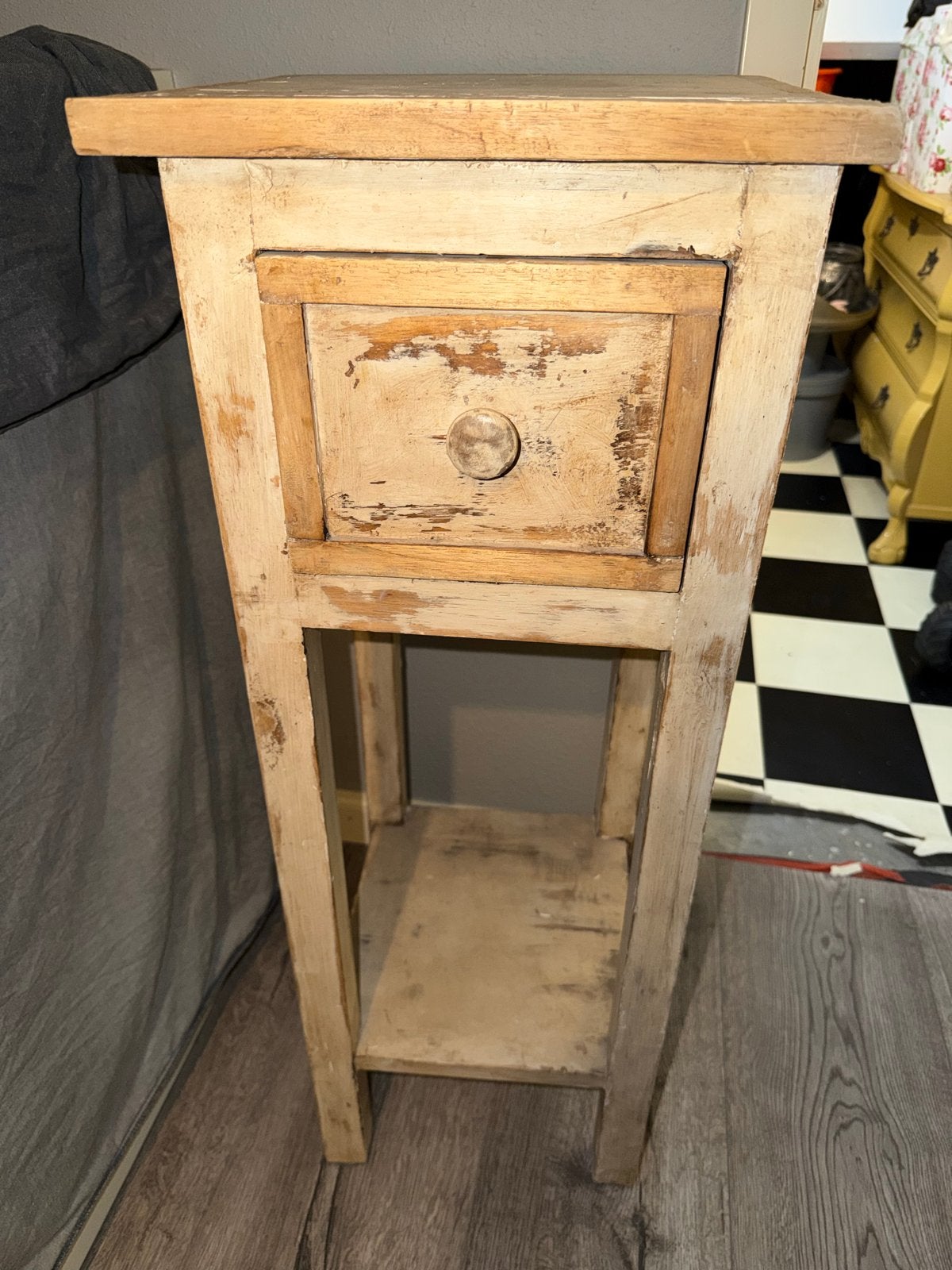 Vintage houten kastke met lade en plank, Huis en Inrichting, Ophalen