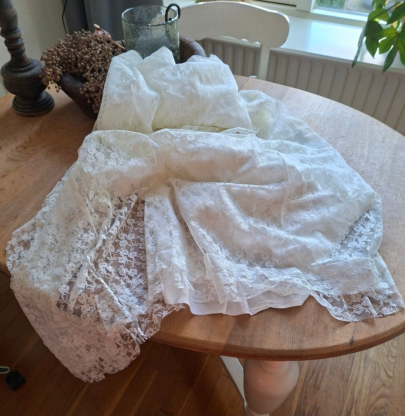 wiegbekleding hemeltje, wit kant gevoerd, Ophalen of Verzenden, Zo goed als nieuw, Wieg
