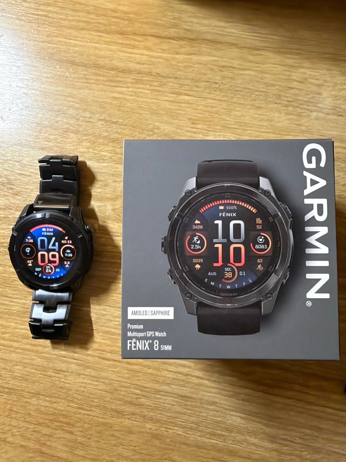 Garmin Fenix 8 51mm sapphire met titanium band en garantie, Ophalen, Afstand, Zwart, Zo goed als nieuw