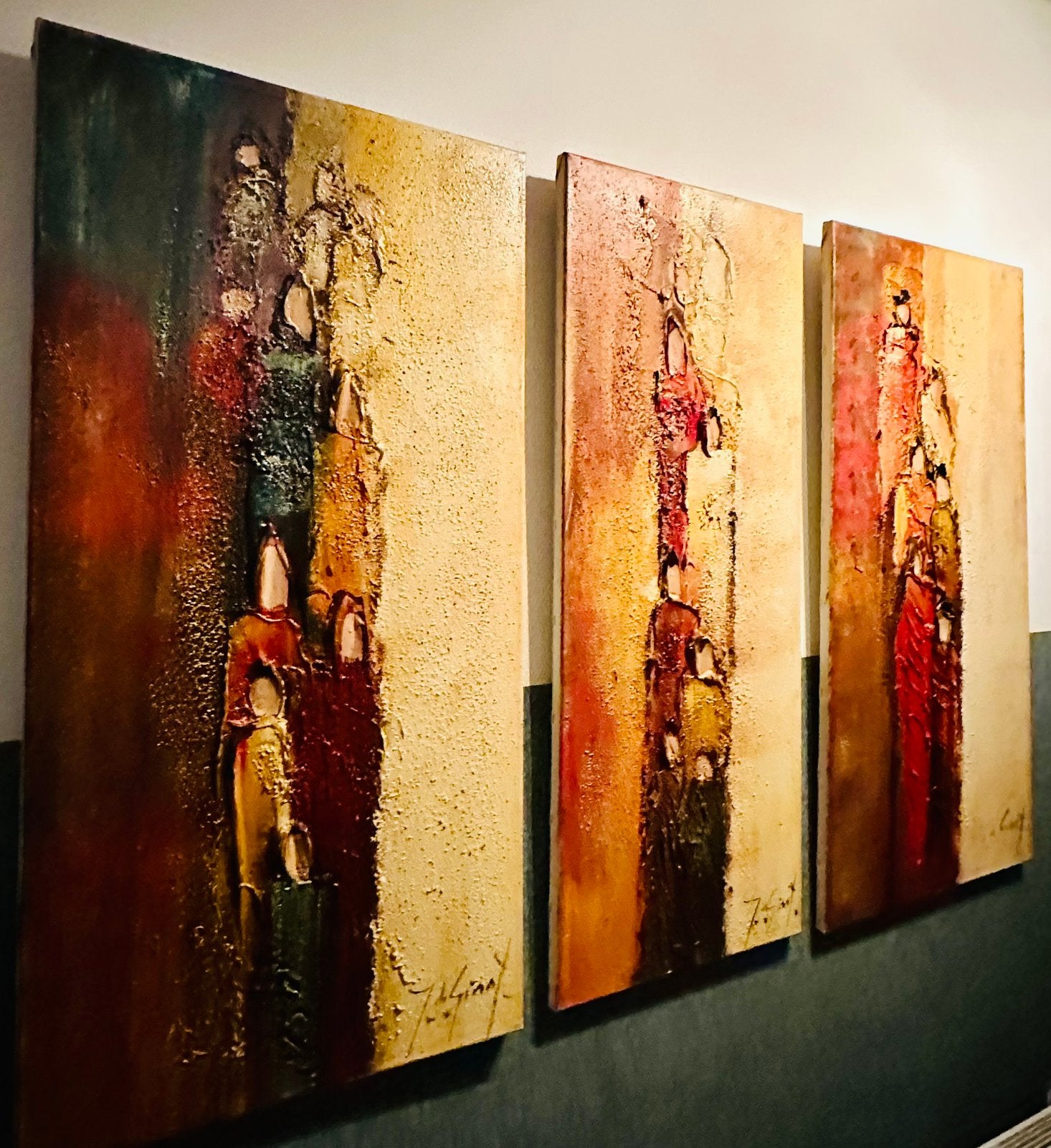 Drieluik van de bekende schilder De Graaf, Antiek en Kunst, Kunst | Schilderijen | Abstract, Ophalen of Verzenden
