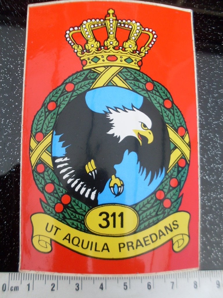 sticker squadron 311 rnlaf F16 KLu logo embleem wapen, Verzenden, Zo goed als nieuw, Bedrijf of Vereniging