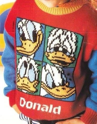 4x Donald Duck op je trui breipatroon, Hobby en Vrije tijd, Breien en Haken, Ophalen of Verzenden, Zo goed als nieuw, Breien, Patroon of Boek