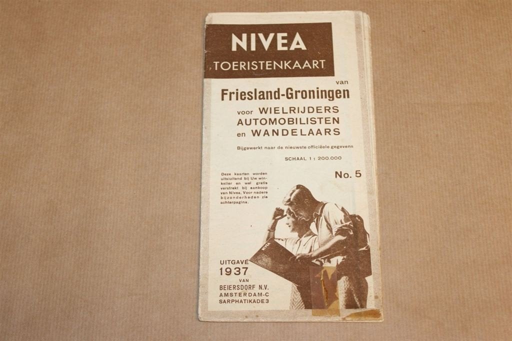 Nivea Toeristenkaart - Friesland-Groningen - 1937, Gelezen, Ophalen of Verzenden, Landkaart, 1800 tot 2000