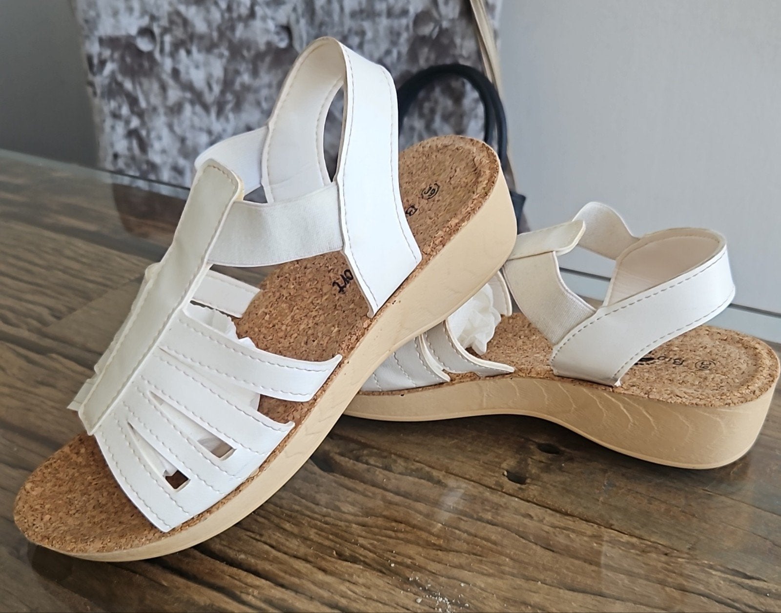 bio comfort sandalen schoenen wit maat 39, Ophalen, Zo goed als nieuw, Wit, Sandalen of Muiltjes