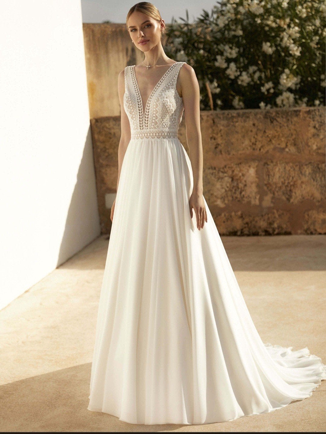Bianco Evento trouwjurk Miley geometrisch kant flowy rok, Ophalen of Verzenden