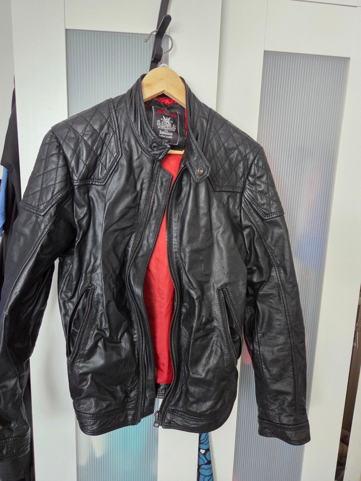 Mooie Zwarte Leren Jas - Superior Leather Quality, Maat 48/50 (M), Zwart, Gedragen, Superior Leather Quality