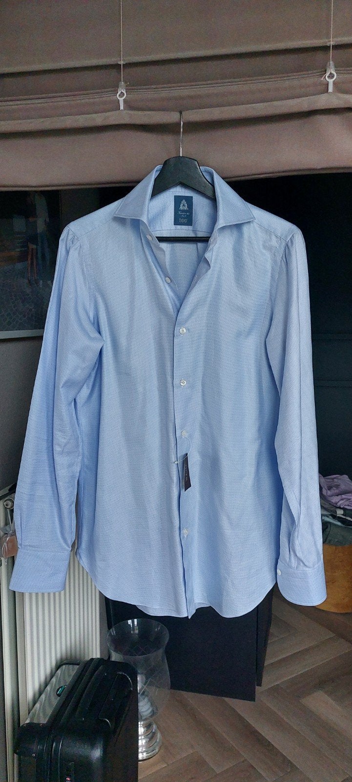 Buitenkansje: NIEUW overhemd van Finamore Napoli. Boord 38., Kleding | Heren, Blauw, Halswijdte 38 (S) of kleiner, Ophalen of Verzenden