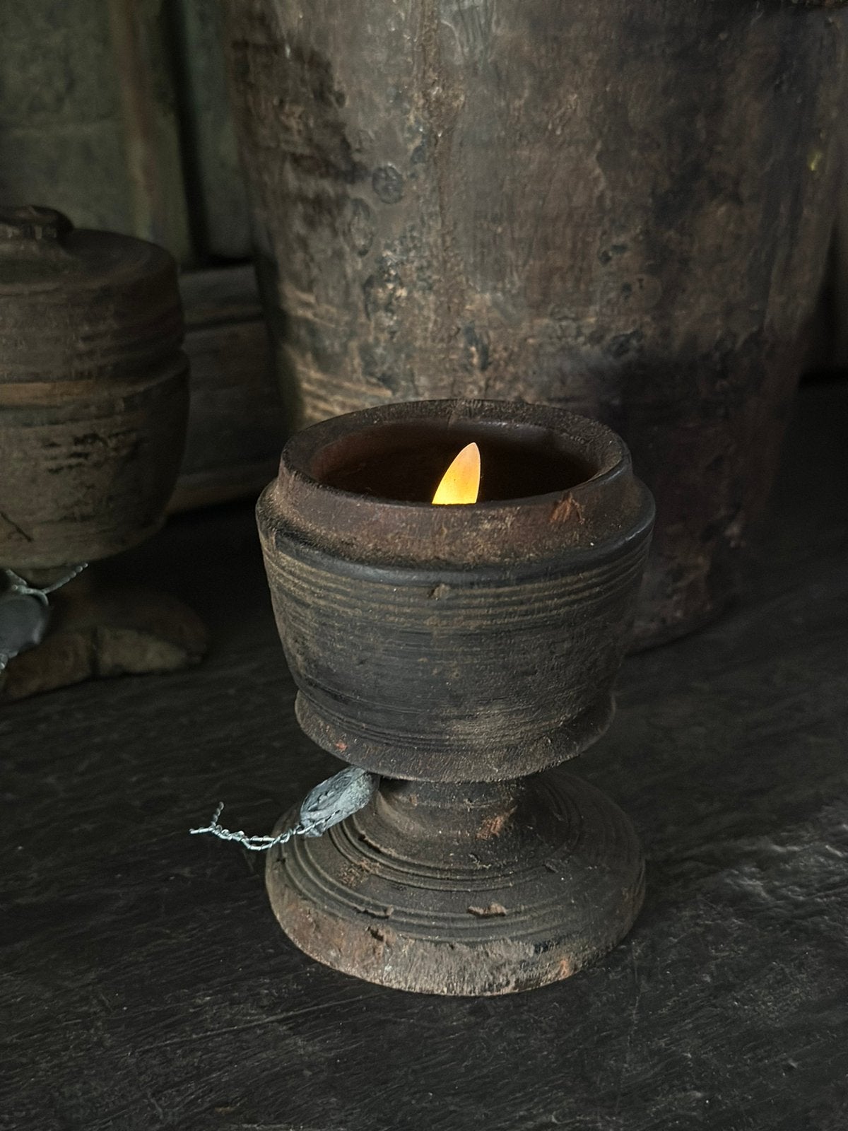 Oud houten oliepotjes Hoffz, Ophalen of Verzenden, Hout, Landelijk