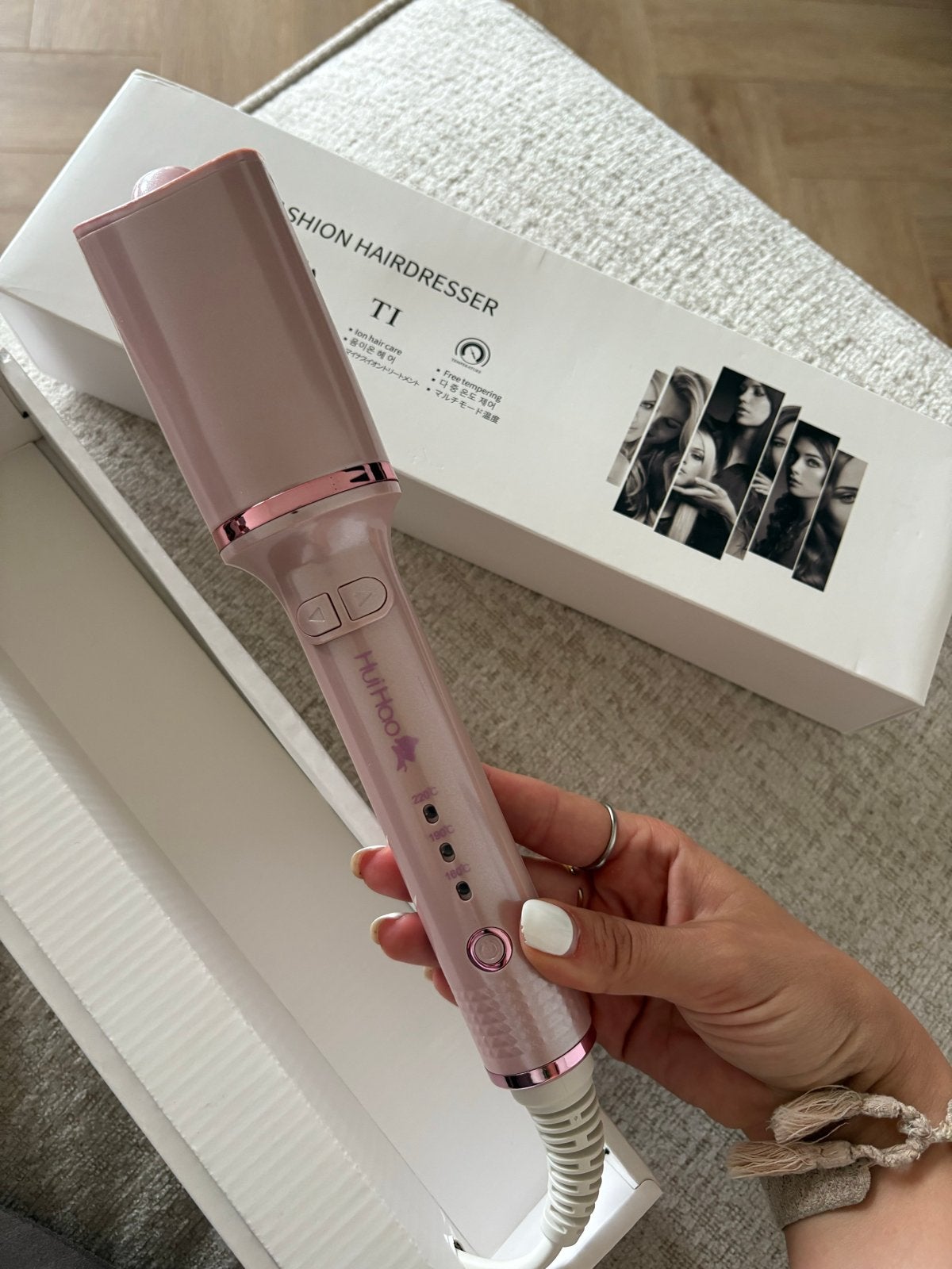 HuiHoo Automatische Krultang - Roze - Nieuw in doos, Ophalen of Verzenden, Nieuw, Haarverzorging