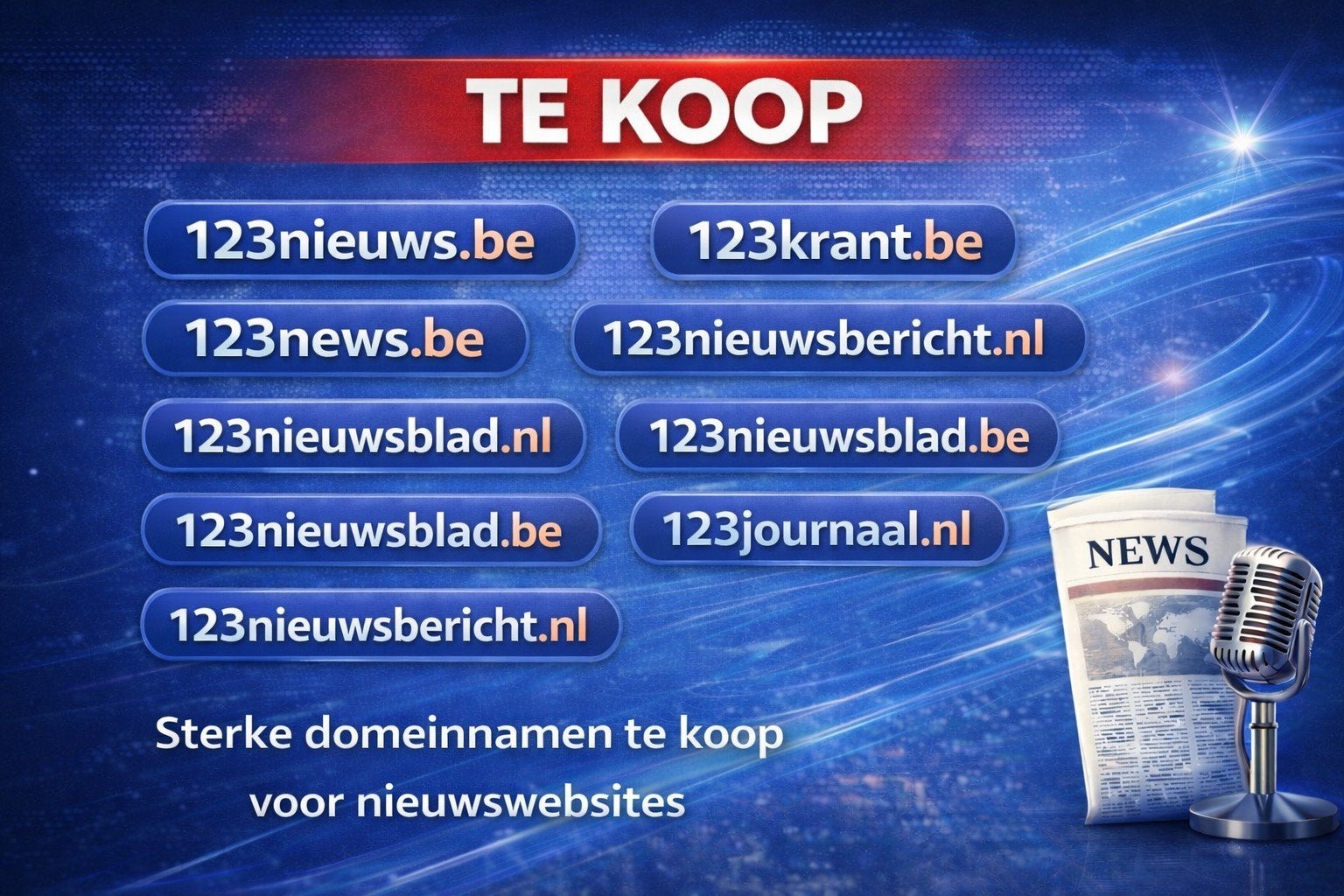 Domeinnamen Te Koop - Ideaal voor Mediastartups, Ophalen, Nieuw