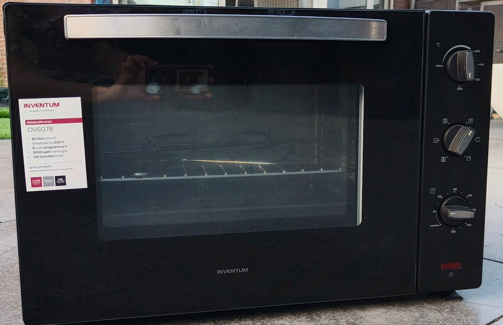 Inventum OV607B - Vrijstaande heteluchtoven, Ophalen, Minder dan 45 cm, Gebruikt, Hete lucht